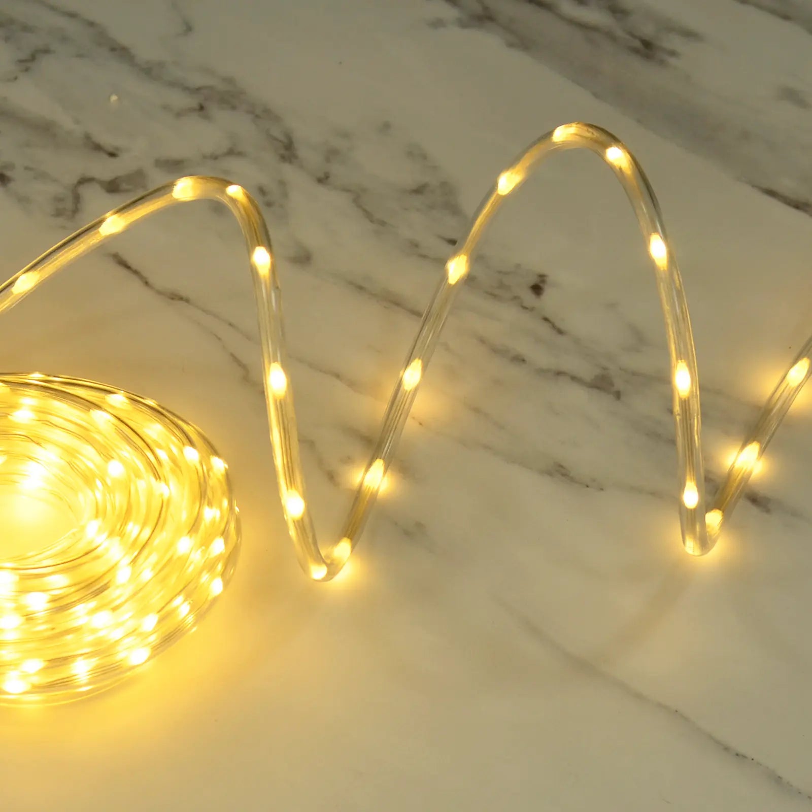 Warm white LED rope light for decorating home and garden